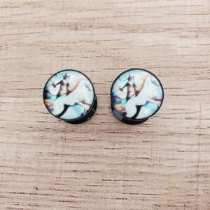 Laser cat and Unicorn Ear Gauges